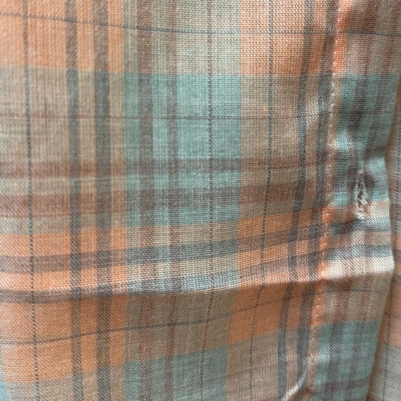 Women’s Plaid Button-Down Shirt in Peach & Mint - Picture 2 of 7